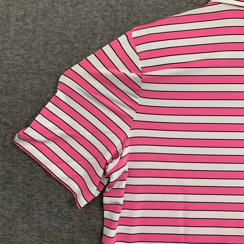 RLX Ralph Lauren Polo Shirt Mens XL Pink Stripe Golf Performance Stretch Summer